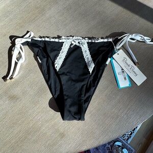 Beach Bunny Maddie toe side Black Bikini Bottom with White Lace XL